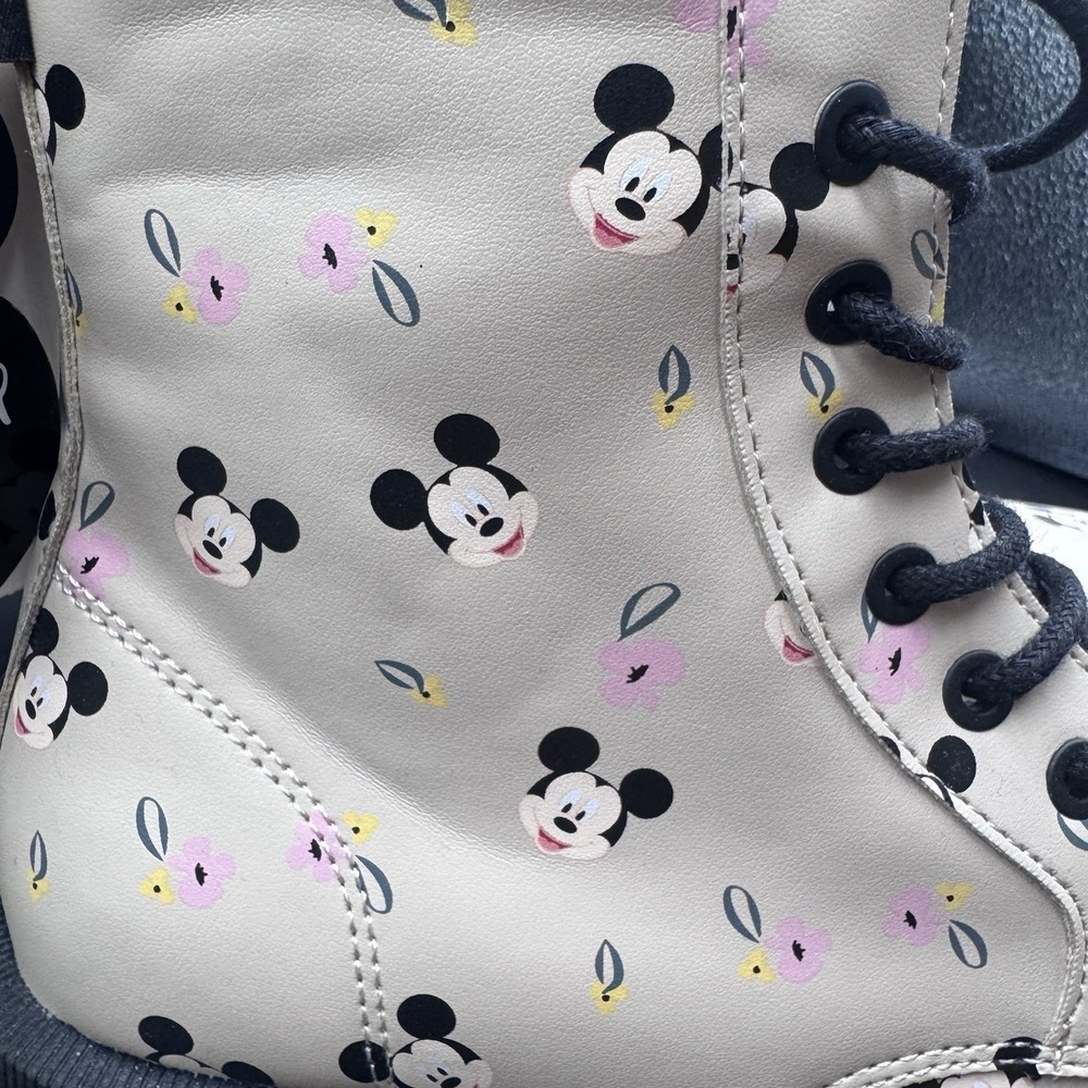 Zara Kids Mickey Mouse Lace Ankle Boots Girls Size US 3.5, EUR 35 NWT Disney - Picture 2 of 13